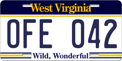 WV license plate OFE042