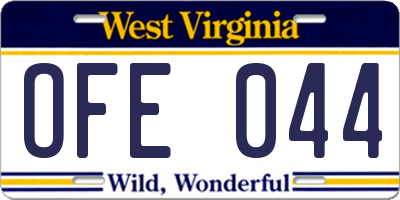 WV license plate OFE044