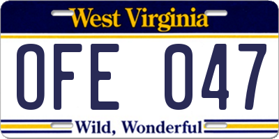 WV license plate OFE047