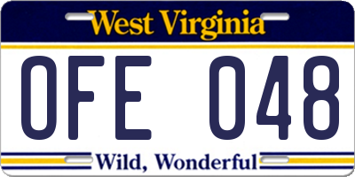 WV license plate OFE048