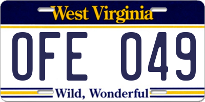 WV license plate OFE049