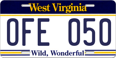 WV license plate OFE050