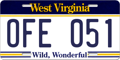 WV license plate OFE051