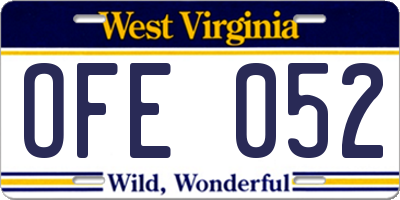 WV license plate OFE052