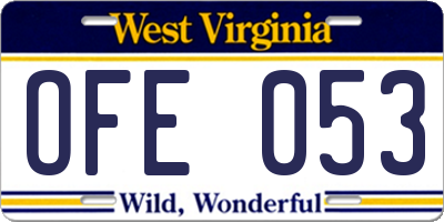 WV license plate OFE053