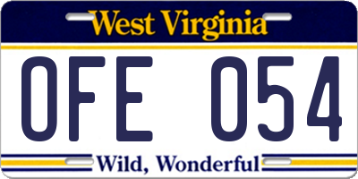 WV license plate OFE054