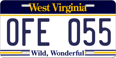 WV license plate OFE055