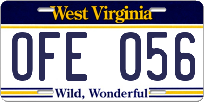 WV license plate OFE056