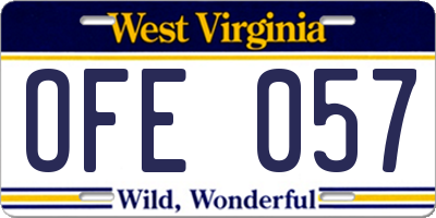 WV license plate OFE057