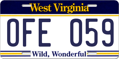 WV license plate OFE059