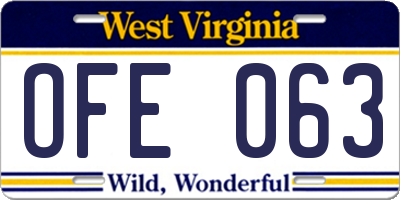 WV license plate OFE063