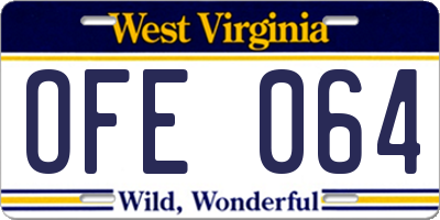 WV license plate OFE064