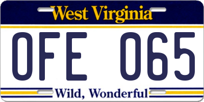 WV license plate OFE065