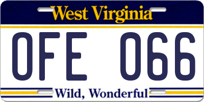 WV license plate OFE066