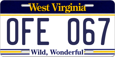 WV license plate OFE067