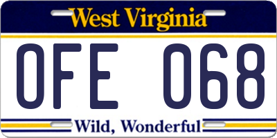WV license plate OFE068