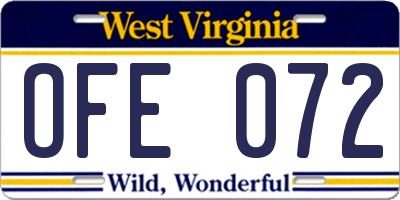 WV license plate OFE072