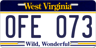 WV license plate OFE073