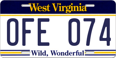 WV license plate OFE074