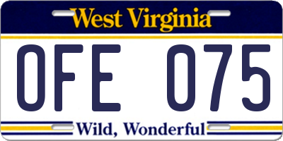 WV license plate OFE075