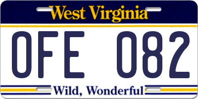 WV license plate OFE082