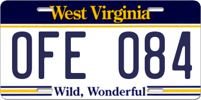 WV license plate OFE084