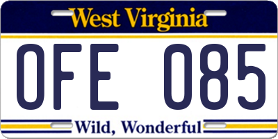 WV license plate OFE085