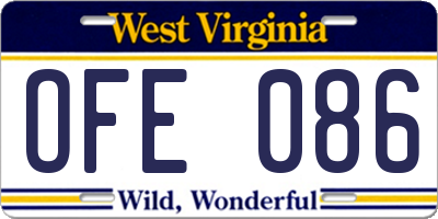 WV license plate OFE086