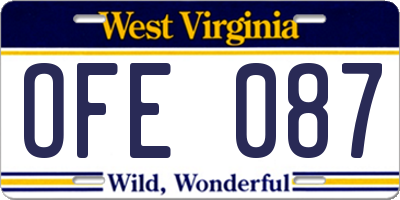 WV license plate OFE087