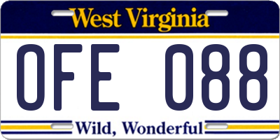 WV license plate OFE088