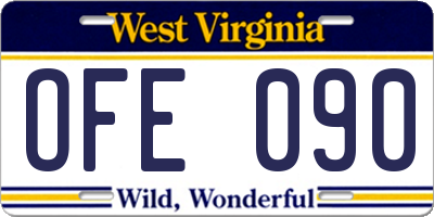 WV license plate OFE090