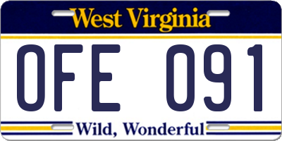 WV license plate OFE091