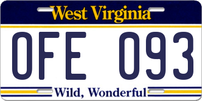 WV license plate OFE093