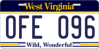 WV license plate OFE096