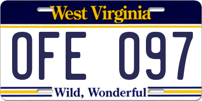 WV license plate OFE097