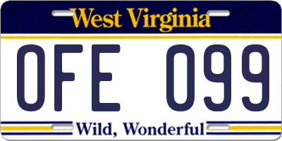 WV license plate OFE099
