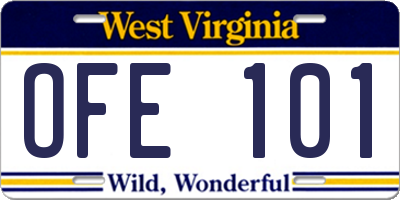 WV license plate OFE101