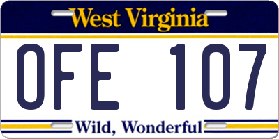 WV license plate OFE107