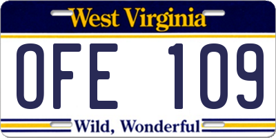 WV license plate OFE109