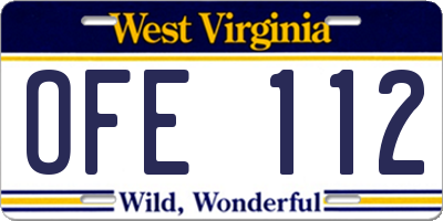 WV license plate OFE112