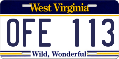 WV license plate OFE113