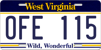 WV license plate OFE115
