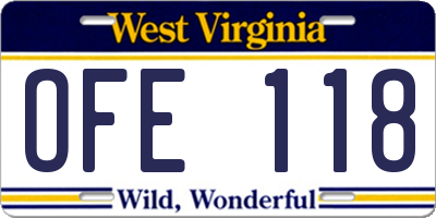 WV license plate OFE118