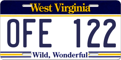 WV license plate OFE122