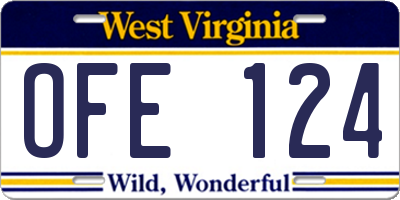 WV license plate OFE124