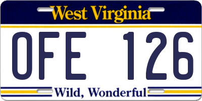 WV license plate OFE126