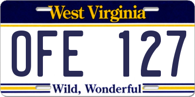WV license plate OFE127