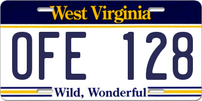 WV license plate OFE128