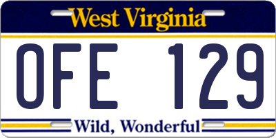 WV license plate OFE129