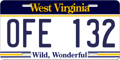 WV license plate OFE132